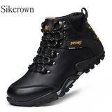 Black Brown Leather Outdoor Hiking Shoes Men's Waterproof Trekking Warm Boots for Winter Forest Hunting Camping MartLion   