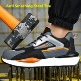 Work shoes with steel toe anti puncture working with protection anti-slip safety sneakers light weight MartLion   