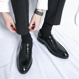 Summer Men's Classic Business Casual Loafers Brogue Carving Evening Dinner Men Dress Slip ON Leather Shoes black MartLion   