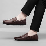 Crocodile Print Men's Moccasins Slip Loafers Flats Casual Footwear Genuine Leather Shoes Mart Lion   