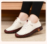 Women Sneakers Women's Loafers Lace Up Leather Flat Slip-on Casual Mom Orthopedic Shoes Mother Soft-soled Mart Lion   