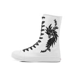 Casual Elevated Canvas Shoes with Inner Zipper Mid Sleeve Women's Women Sneakers MartLion white black 38 