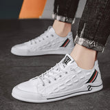 Genuine Leather Men's Shoes Casual Daily Trendy Sneakers Black Footwear Spring Winter MartLion White 39 