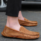 Genuine Leather Men's Loafers Cow Leather Shoes Slip on Lazy Walking Sneakers Outdoor Casual Flats Mart Lion   