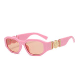 Small Rectangle Sunglasses Men's Women Square Travel Shades Vintage Retro Lunette Soleil Femme De Sol MartLion pink as picture 