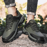 Autumn Leather Men's Sneakers Chunky Shoes Heighten Casual Damping Tennis Black Waterproof Mart Lion   