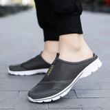 Summer men's Baotou mesh shoes breathable half drag no heel lazy slippers MartLion dark gray male 35 
