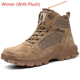 high top safety shoes men's anti puncture boots steel toe sneakers work shoes winter boots MartLion With Plush 37 