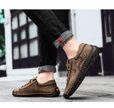 Men's Casual Shoes Leather Outdoor Walking Sneakers Leisure Vacation Soft Driving Mart Lion   