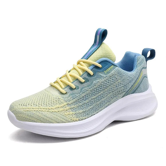 Shoes Women Summer Mesh Casual Women Lace-up Lightweight Thick Sole Breathable Outdoor Sports Running MartLion Blue 35 