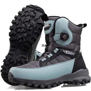 Warm Men's Snow Boots Waterproof Outdoor Winter Snowboots Rotated Button High Top Plush Cotton Winter Hiking Shoes MartLion yulan 40 