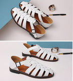 Men's Leather Sandals Trendy Summer Roman Shoes Casual Soft Beach Footwear Flats Mart Lion   