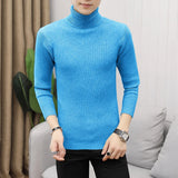 Autumn and Winter Men's Turtleneck Sweater Korean Version Casual All-match Knitted Bottoming Shirt MartLion sky blue M (55-65KG) 