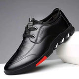 Casual Men's Leather Formal Dress Shoes Office Work Flat Breathable Party Wedding Anniversary MartLion black 39 