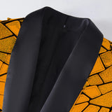 Luxury Wave Striped Gold Sequin Blazer Jackets Men's Shawl Lapel One Button Shiny Party Wedding Suits Jackets Tuxedo Blazer MartLion   