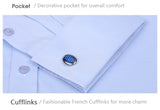 Men's Classic French Cuffs Solid Dress Shirt Fly Front Placket Formal Business Standard-fit Long Sleeve Office Work White Shirts MartLion   