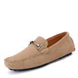 Genuine Leather Men's Loafers Casual Shoes Boat Driving Walking Casual Loafers Handmade Mart Lion Beige 41 