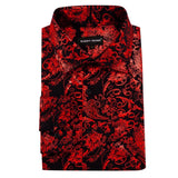 Luxury Silk Shirts Men's Long Sleeve Gold Black Floral Embroidered Regular Slim Fit Male Tops Regular Lapel Bloues Barry Wang MartLion   