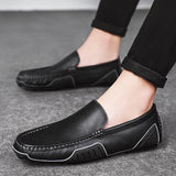 Genuine Leather Men's Casual Shoes Loafers Moccasins Breathable Slip on Driving Mocasines Hombre Mart Lion   