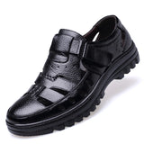 Genuine Leather Sandals Men's Summer Shoes Non-slip Soft Casual Footwear MartLion Black 6.5 