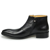 Men's Ankle Leathe Shoes Zipper Luxury Boots Safety Formal Designer Black Coffee Cowhide MartLion   