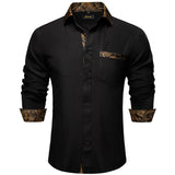 Men's shirts Long Sleeve Luxury Designer Black and Green Splicing Collar and Cuff Clothing Casual Dress Shirts Blouse MartLion CY-2246 S 