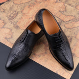 Men's Derby Dress Leather Shoes Party Printing Luxury Zapatos De Hombre Genuine Leather Oxfords Black Lace Up Daily MartLion   