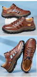 Dad Shoes Casual Soft Soled Elderly Outdoor Sports Men's Formal Wear Hollowed Out Black Leather Shoes Sandals Mart Lion   
