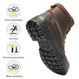  Steel Toe Work Boots for Men's 6 Inch Full Grain Leather Electrical Insulation Non-Slip Impact Resistance MartLion - Mart Lion