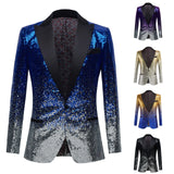 Shiny Purple Sequin Glitter Embellished Tuxedo Suit Jacket Men's One Button Shawl Collar Night Club Stage Wedding blazers MartLion   