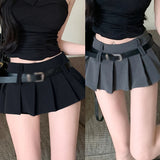 Women's Waist Short Skirt  Girl A-line Pleated Skirt with Belt Half length Skirt MartLion   