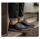 Men's Handmade Loafers Shoes Brogue Casual Genuine Leather Cargo Work Boots Casual Sneakers Mart Lion   