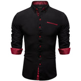 Men's shirts Long Sleeve Luxury Designer Black and Green Splicing Collar and Cuff Clothing Casual Dress Shirts Blouse MartLion CY-2247 S 