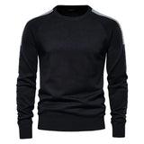 Spliced Drop Sleeve Sweater Men's Casual O-neck Slim Fit Pullovers Sweaters Winter Warm Knitted MartLion Black Size S 50-55kg 