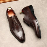 Retro Italian Flat Wedding Shoes  Genuine Leather Autumn British Style  Formal Social Oxfords Shoes Male MartLion   