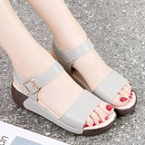 Microfiber Light Weight Wedge Women's Sandals Ankle Buckle Heel Height 5CM Platform MartLion   