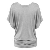 Elegant Women Blouse Casual T-shirt Summer Simple Solid Short Sleeve V-neck Office Lady Shirt Top Loose T-shirt MartLion   
