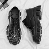 Men's Leather Shoes Creative Spider Web Stitch Casual Sneakers Platform Flats Skateboard Sports Walking Loafers Mart Lion   