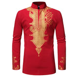 Men African Clothes Dashiki Print Shirt Fashion Brand African Men Business Casual Pullovers Work Office Shirts Male Clothing MartLion FZ36 red S 