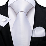 Gray Striped Paisley Silk Ties For Men's Wedding Accessories 8cm Neck Tie Pocket Square Cufflinks Gift MartLion SJT-0341  