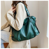 Black Shoulder Bags Women Large Capacity Casual Tote Female Pu Leather Hobos Crossbody Bag  Simple Handbag Mart Lion   