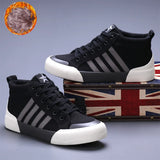 Green High-Top Canvas Shoes Men's Winter Sneakers Warm Fur Shoes Lace-up Casual Sneaker Man MartLion
