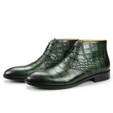 Men's Elegant Handmade Ankle Boots Genuine Leather Luxury Designer Spring Autumn Footwear Pointed MartLion green 39 