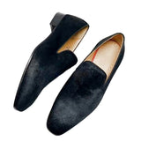 Black Horsehair Leather Loafers Dress Shoes Men's Flats Party Wedding Office Shoes Men MartLion   