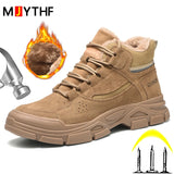 Winter Boots Safety Shoes Men's Plush Warm Work Steel Toe Shoes Anti-smash Anti-puncture Protective Indestructible Shoes MartLion   