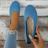 Women Round Toe Flat Shoes Solid Color Knitted Slip on Shoes Casual Breathable Ballet Flats Women Flat Shoes Loafers Women MartLion Sky Blue 40