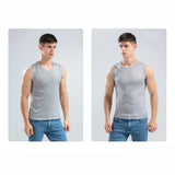 Men's Tops Ice Silk Vest Outer Wear Quick-Drying Mesh Hole Breathable Sleeveless T-Shirts Summer Cool Vest Beach Travel Tanks MartLion   