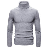 Autumn and Winter Men's Turtleneck Sweater Korean Version Casual All-match Knitted Bottoming Shirt MartLion light grey M (55-65KG) 