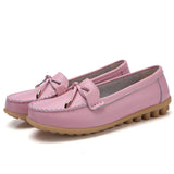 Woman Flats Shoes Ballet Flat Sneakers Genuine Leather Spring  Soft Moccasins Ladies Boat Ballerina Espadrilles Creepers MartLion Pink 41 insole 25.5cm 