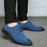 Men's Casual Shoes Lace-up Suede Leather Light Driving Flats Classic Retro Oxfords Mart Lion Blue 38 China